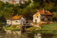 Théodore Levigne 1848-1912 Une belle journée de pêche en barque huile sur toile XIXème siècle
