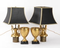 A Pair of French 19th Century Neo-Classical St. Ormulu and Belgium Black Marble Petrol Lamps.