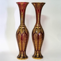 Vase en bohême rouge et or, XIXème siècle