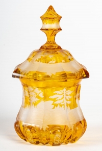 Sucrier en bohême jaune, XIXème siècle