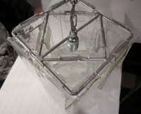 1970′ Paire de Lustres ou Lanternes par Fratelli en Forme de Cage Cristal de Murano