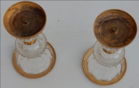 1970′ Paire De Vases Medicis Cristal Et Bronze Doré