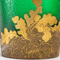 Vase rouleau Art nouveau, Legras, collection Montjoye série Vert Impérial ou Vert Nil, circa 1900.