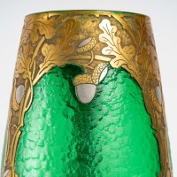 Vase rouleau Art nouveau, Legras, collection Montjoye série Vert Impérial ou Vert Nil, circa 1900.