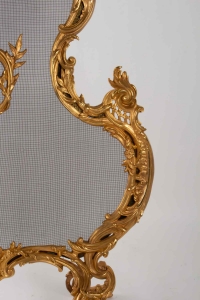 Important Firewall In Golden Bronze Of XIXth Century, Epoque Napoleon III, Large Decoration