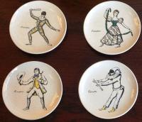 Set of 8 coasters by Piero Fornasetti, série &quot;Maschere Italiane&quot; with original box, 1950
