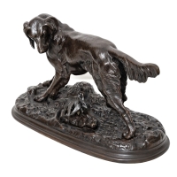Sculpture - Chien De Chasse Au Lapin Par Jules Moigniez (1835-1894) - Bronze XIX ème Siècle