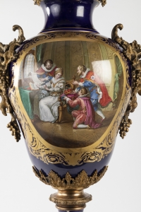 A French 19th Century Louis XVI St. Cobalt Blue Sèvres Porcelain And Orumulu Vase.