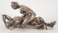 Bronze érotique russe en argent massif, signé. Réf: 156.