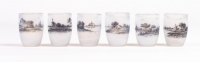 Daum Nancy : Set of Six acid etched Glass Goblet Vase, &#039;Dutch Landscape&#039;