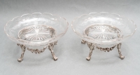 L. Lapar - Pair of cups in engraved crystal and sterling silver 19th