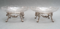 L. Lapar - Pair of cups in engraved crystal and sterling silver 19th