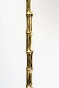 1950 Paire de lampadaires modèle &quot;Bambou&quot; en bronze doré Maison Baguès