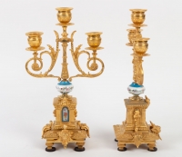 Zèphyrs et douceurs pastorales: paire de candélabres Louis XVI-Impératrice, XIXe