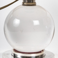 Paire de lampes Adnet en cristal, socle bronze