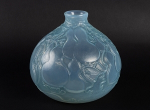 Vase « Courges » verre opalescent double couche patiné bleu de René LALIQUE||||||||