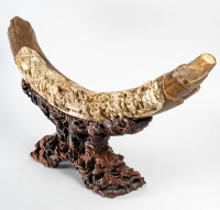 Défense sculptée sur ivoire de mammouth japonais, fin XIXème siècle