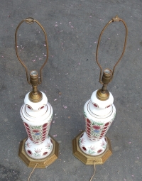 1950/60 Paire de Lampes Baccarat Overlay