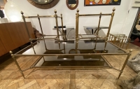 1950/70′ Table Basse Maison Jansen Vitrées 152 X 76 X H 49 cm Et Ses 2 Bouts De Canapé