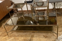 1950/70′ Table Basse Maison Jansen Vitrées 152 X 76 X H 49 cm Et Ses 2 Bouts De Canapé