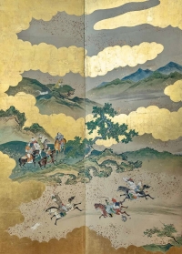 Rare Paravent Japonais d&#039;une Scène de Chasse 17/18ème siècle