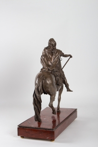 Sculpture De Louis XIV En Bronze Argenté Et Socle En Marbre Griotte, XIXème Siècle