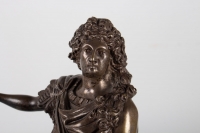 Sculpture De Louis XIV En Bronze Argenté Et Socle En Marbre Griotte, XIXème Siècle