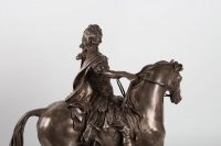 Sculpture Of Louis XIV Silver Bronze And Pedestal Marble Cherry Nineteenth Century