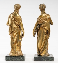 2 bronzes dorés, représentant Euterpe et Calliope