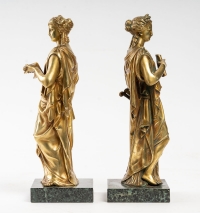 2 bronzes dorés, représentant Euterpe et Calliope