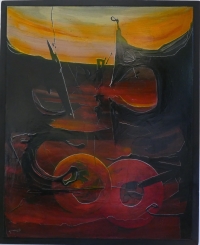 ALDINE Peinture contemporaine XXème siècle Abstraction lyrique Huile sur toile signée