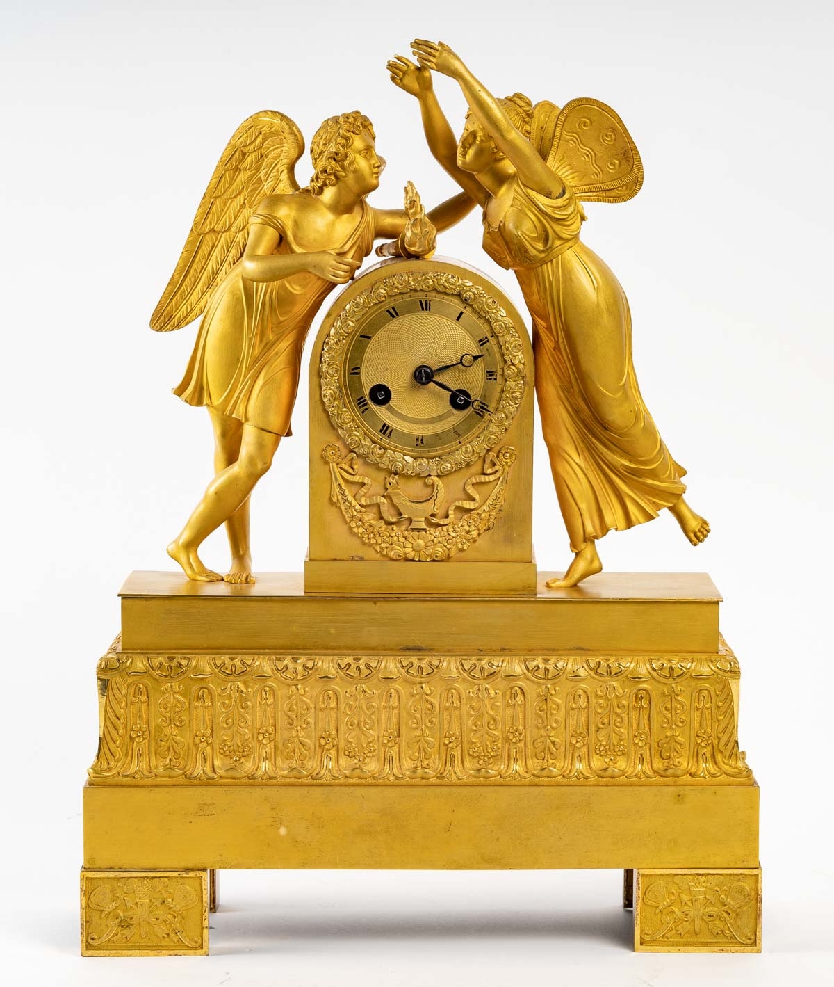 Pendule en bronze doré d&#039;époque, XIXème siècle||||||||||