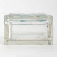 Boîte &quot;Bluets&quot; verre blanc patiné bleu de René LALIQUE