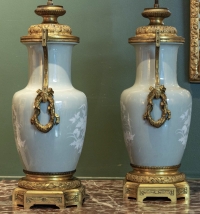 Paire de lampes en porcelaine. Époque Napoléon III