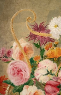 Une paire de de tableaux fleurs huile sur toile fin XIXème siècle