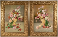 Une paire de de tableaux fleurs huile sur toile fin XIXème siècle