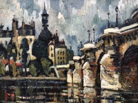 DUMONT Pierre Tableau 20ème siècle Paris le Pont Neuf sur La Seine Peinture Huile sur toile signée