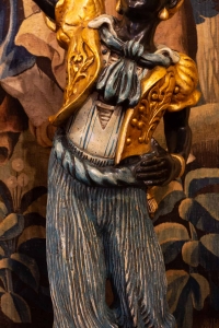 Sculpture grand Nubien en bois plychrome époque 1900