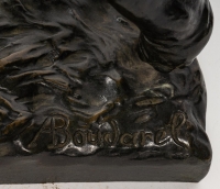 Sculpture en bronze et ivoire, Éléphant en marche, signée Boudarel