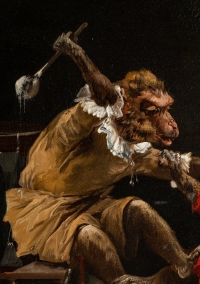 Henry Schouten 1857-1927 - Singerie au cirque huile sur toile vers 1890