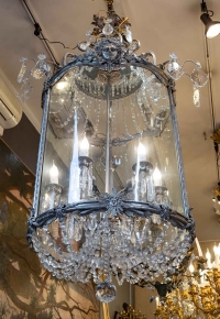 Importante lanterne en bronze argenté, style Louis XVI