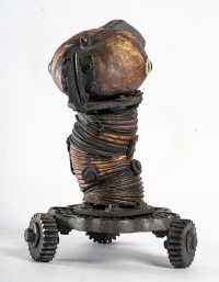 Jean Fontaine - &quot;oiseau mécanique&quot;, sculpture en céramique. Vers 1990