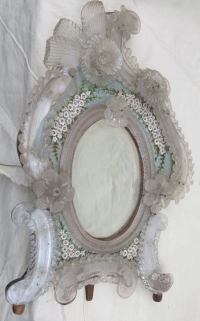 1880/1900′ Miroir Murano Décoré de Fleurs en Micromosaique