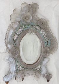 1880/1900′ Miroir Murano Décoré de Fleurs en Micromosaique