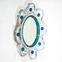 Miroir &quot;Floride&quot; cristal blanc et application turquoise de Marc LALIQUE