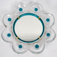 Miroir &quot;Floride&quot; cristal blanc et application turquoise de Marc LALIQUE