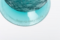 Vase Art-Déco verre turquoise dégagé à l&#039;acide de DAUM