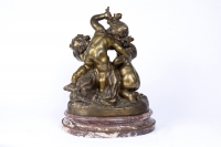 A charming and wonderfully detailed French late 19th century « medaillion patina » bronze statue signed by Ralph Charles