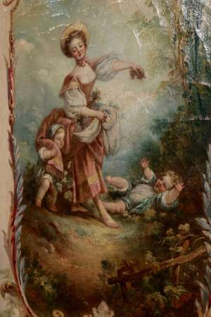 Quatre panneaux de boiserie peints XVIIIème