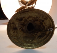 1980&#039; Lampe En Bronze Doré Aux Singes Dans Un Palmier